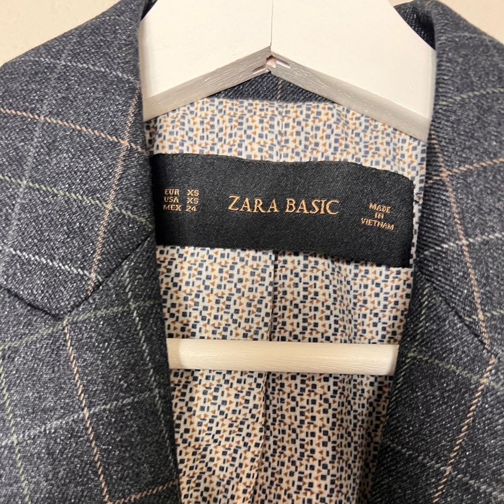 Zara Patch Elbow Checkered Blazer - image 3